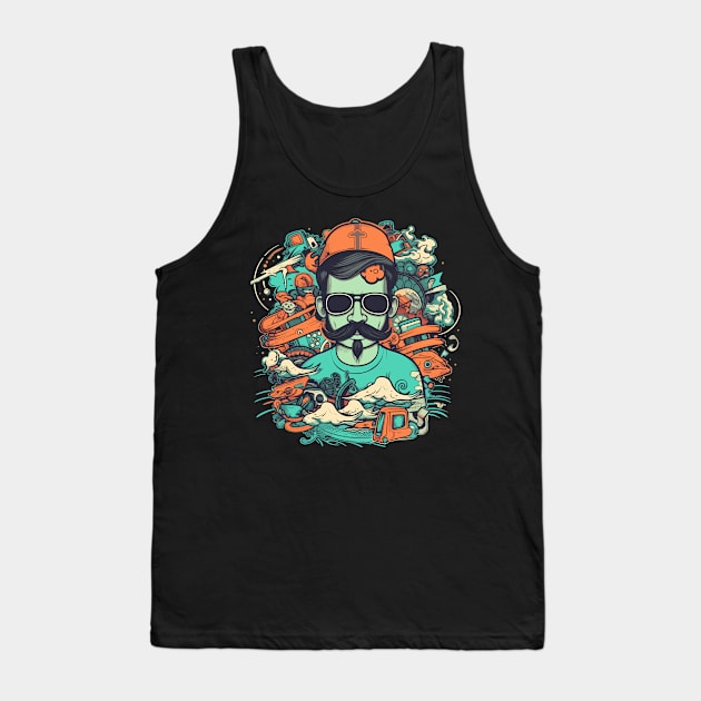 Hipster doodle classic tshirt design Tank Top by Kalico Design